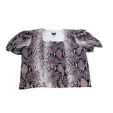 River Island Python Print Crop Top Kids Age 11-12 Years Puff Sleeve Pink Brown