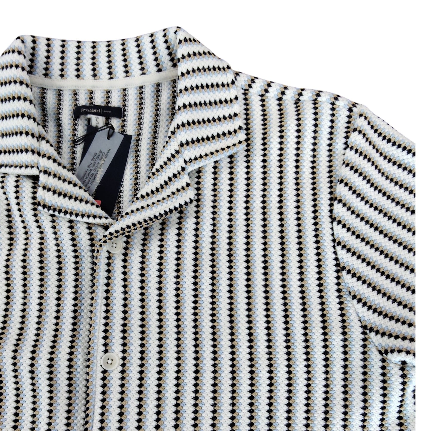 River Island Men's Casual Shirt Large Lightweight Striped Pattern Short Sleeve
