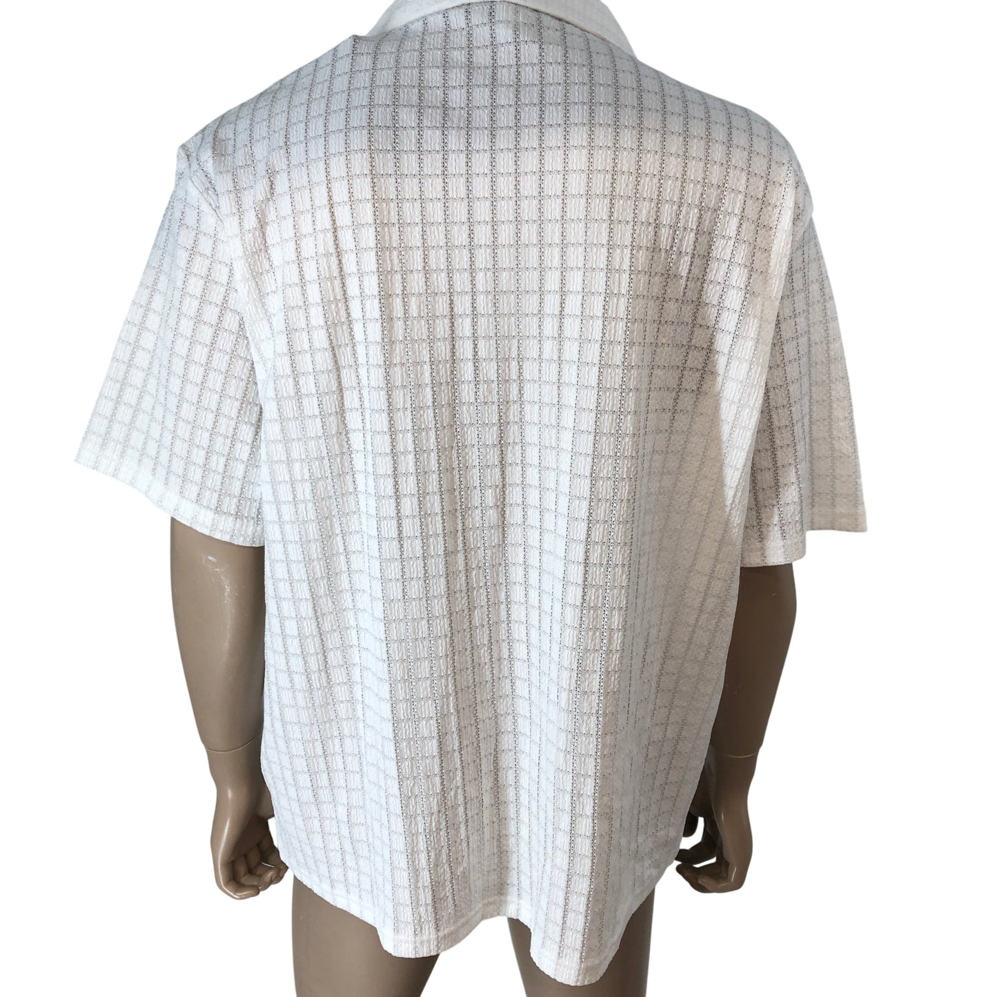 RIVER ISLAND Short Sleeve Shirt Size L Men's Casual White Check Pattern