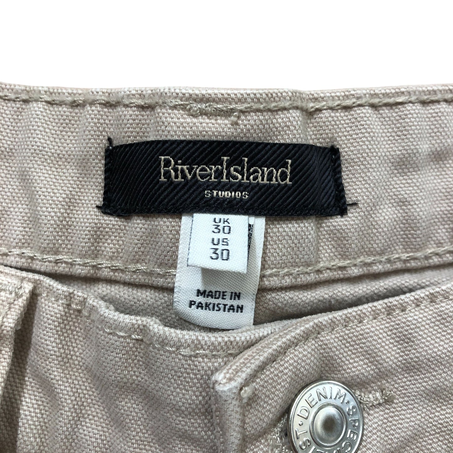 River Island Men's Loose Fit Cargo Shorts W30 Beige Cotton Lightweight