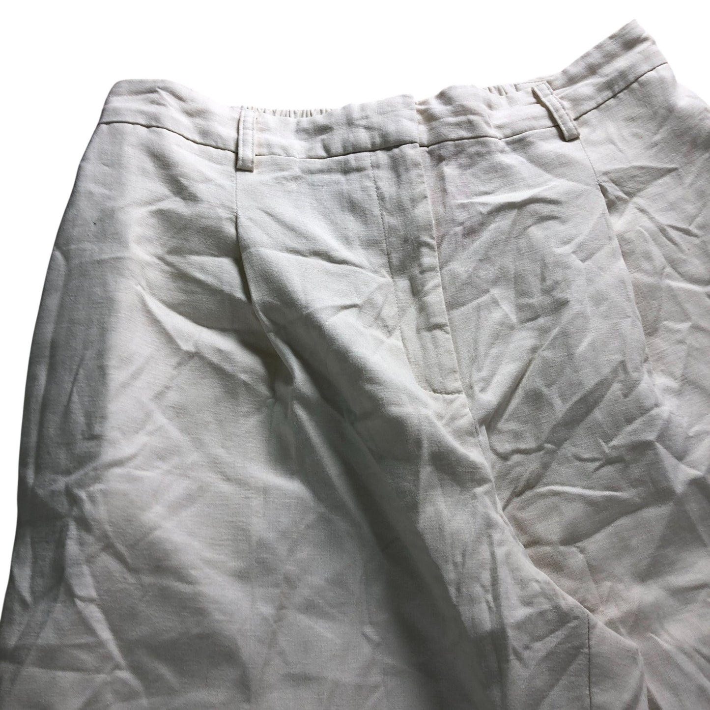 River Island Women's Linen Trousers UK12 Cream Wide Leg