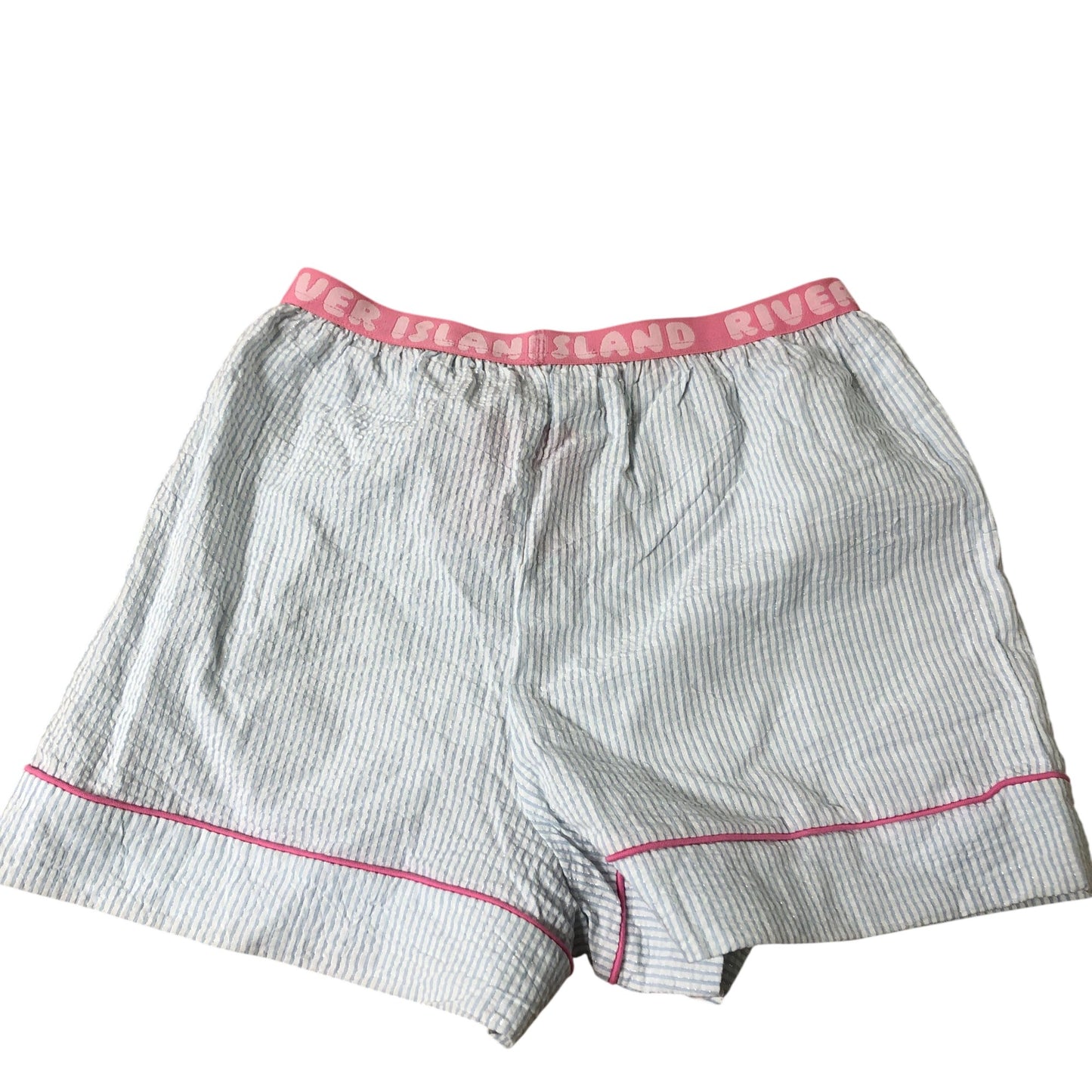 River Island Girl's Cotton Striped Shorts Pink Trim Comfortable Fit 13-14 Years