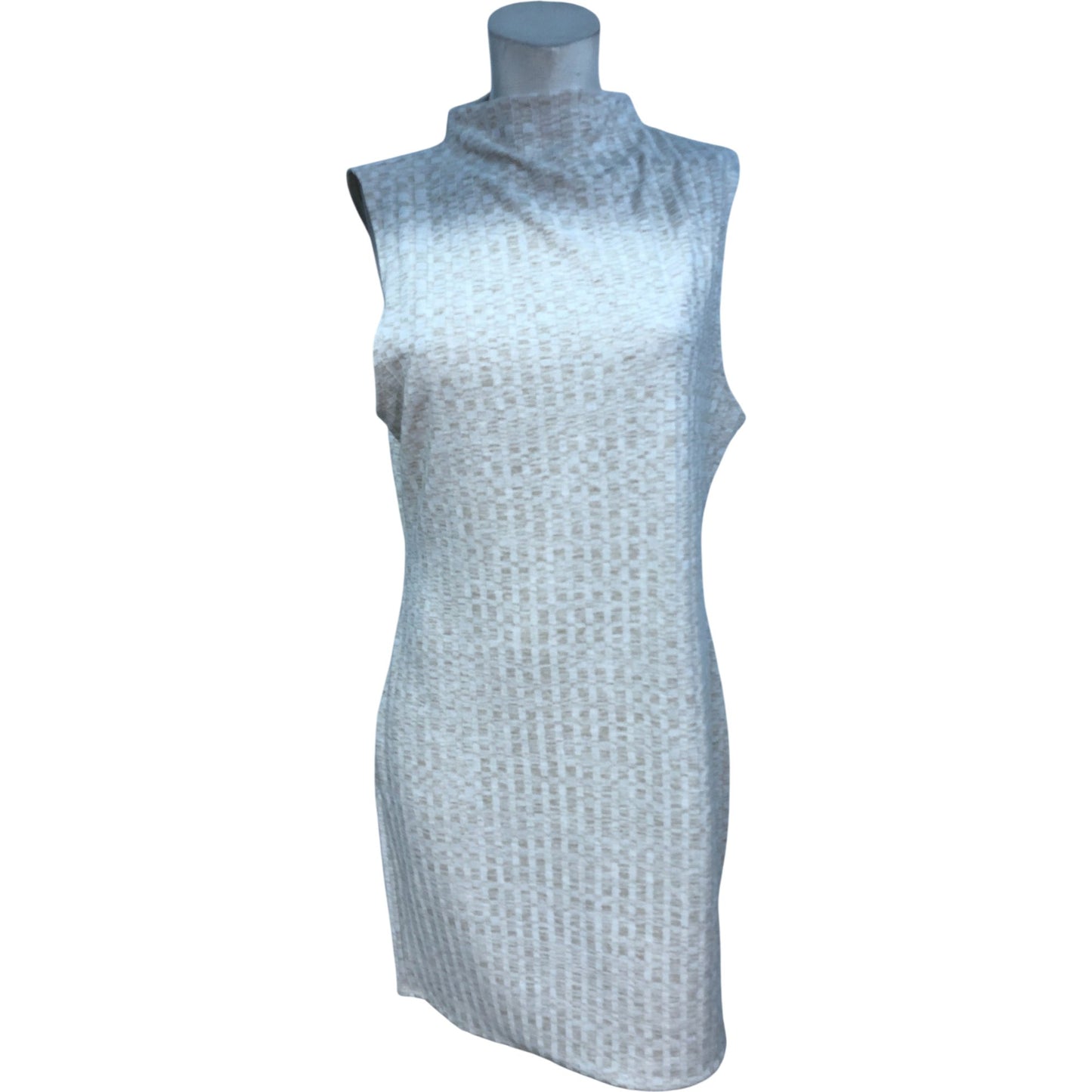 River Island Studios Sleeveless Dress UK14 Women's Beige Patterned Stretch