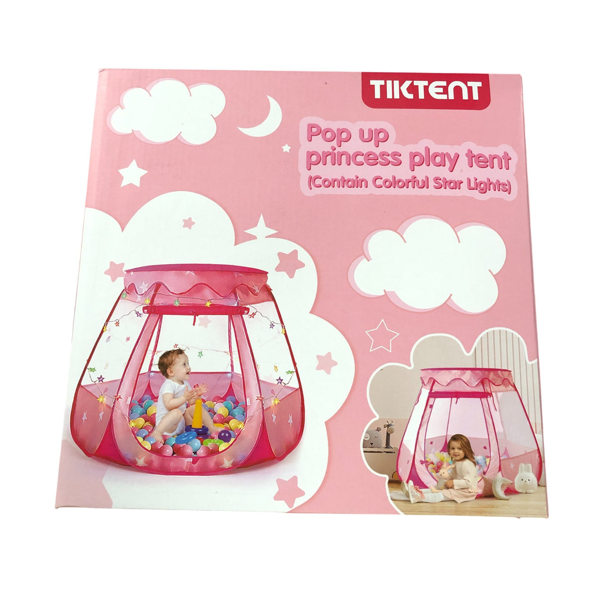 TikTent Pop Up Princess Play Tent With Colourful Star Lights Kids Toy Tent