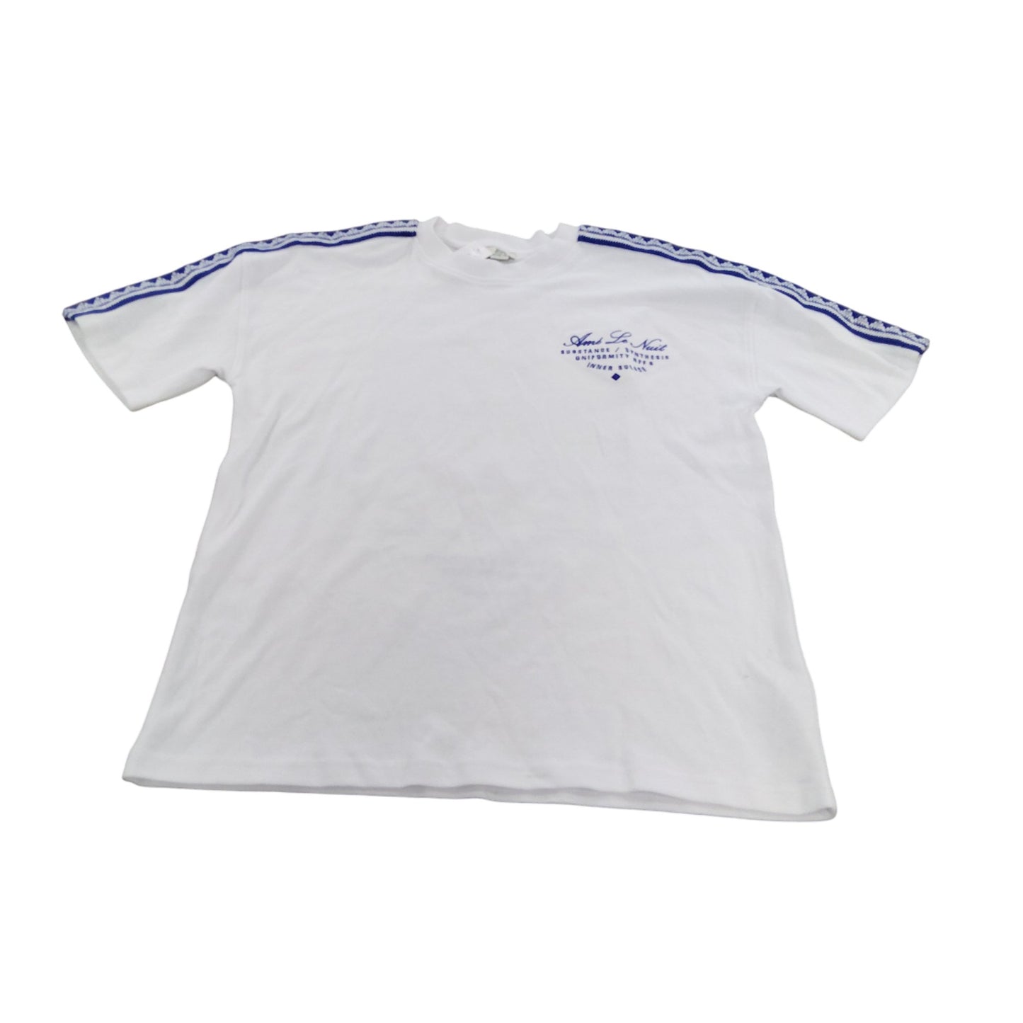 River Island Amé Le Nuit T-Shirt UK12 Youth White with Blue Stripes Fashion