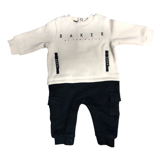 Baker By Ted Baker Baby Set 0-3 Months Cream Black Long Sleeve Trousers