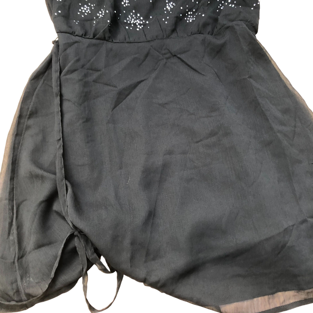 Black Dress Size 12 Women Embellished Short Puff Sleeve Stylish