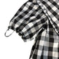 River Island Check Print Blouse UK12 Women's Black White Puff Sleeve Top