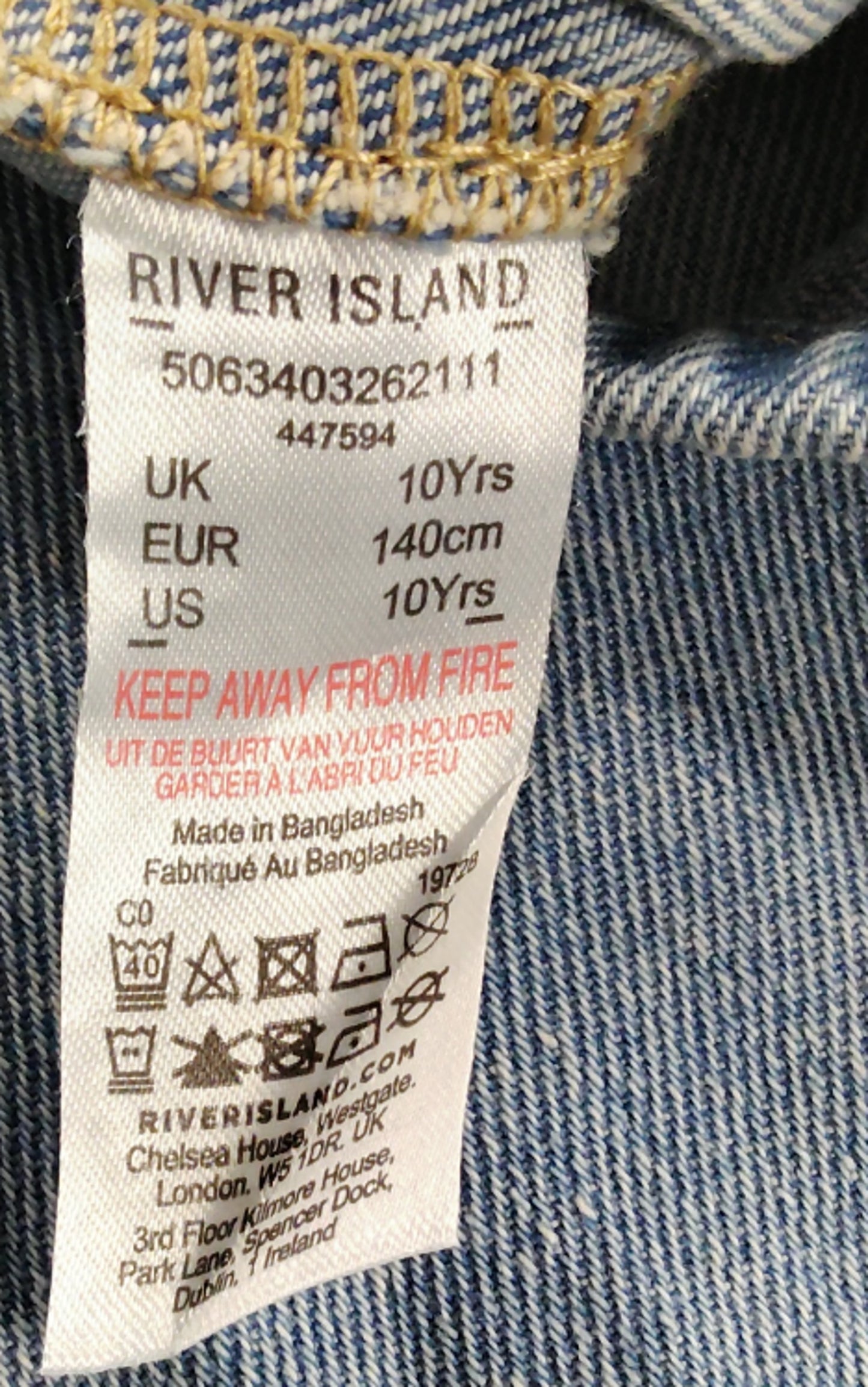 River Island Denim Sleeveless Top 10Yrs Women's Floral Embroidered Blue