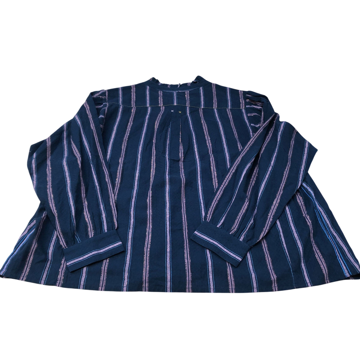 Striped Long Sleeve Shirt Women's Casual Cotton Navy Pink