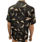 River Island Short Sleeve Shirt Men's Size Small Black Crane Print Viscose