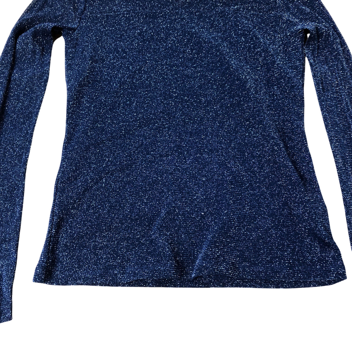 River Island Long Sleeve Sparkly Top Women's V Neck Blue Comfortable Style UK12