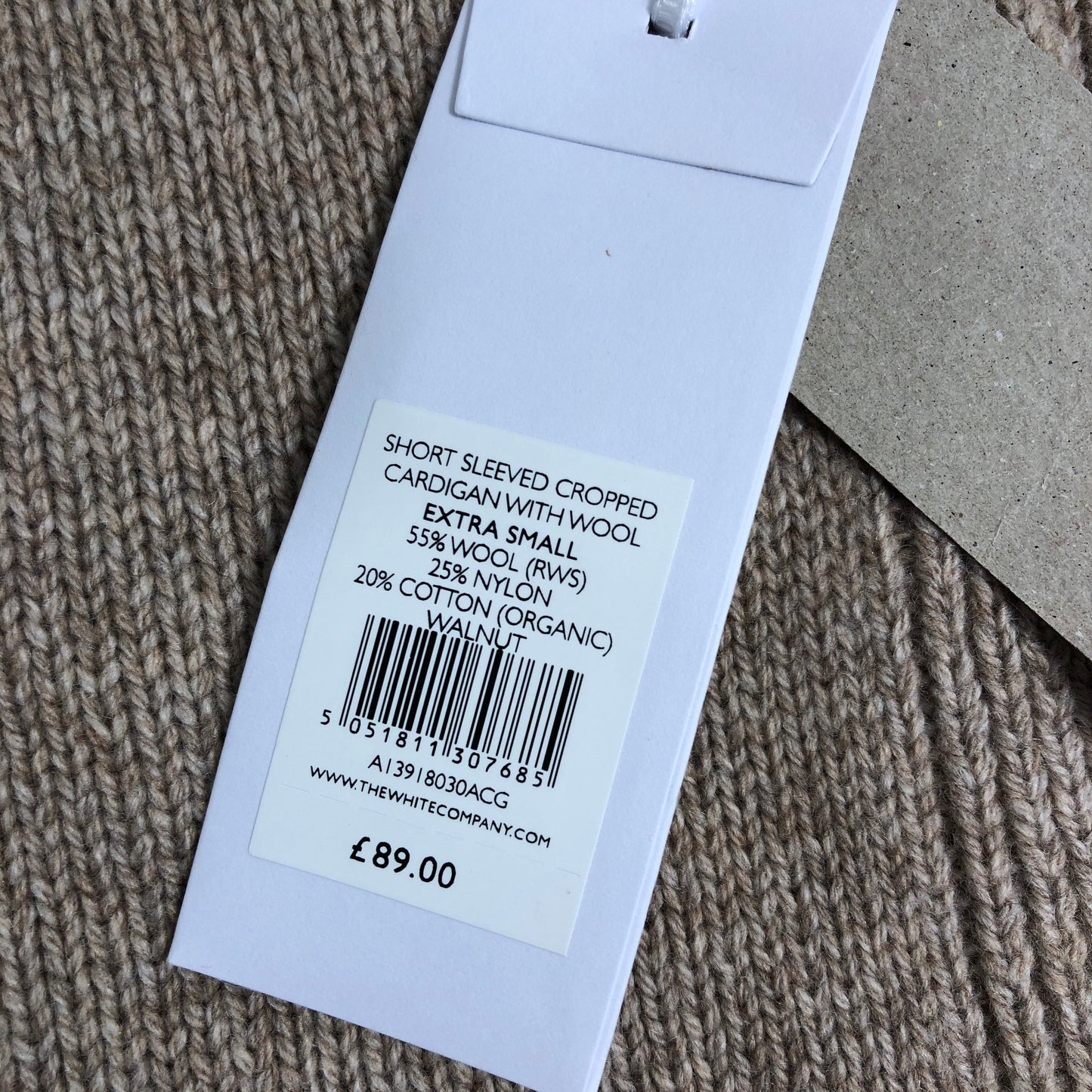 White Label Short Sleeved Cropped Cardigan XS Women Wool Beige