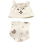 So Cute Baby Hat Bib Set 3-6 Months Organic Cotton Bear Design Cream Set 68cm