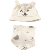 So Cute Baby Hat Bib Set 3-6 Months Organic Cotton Bear Design Cream Set 68cm