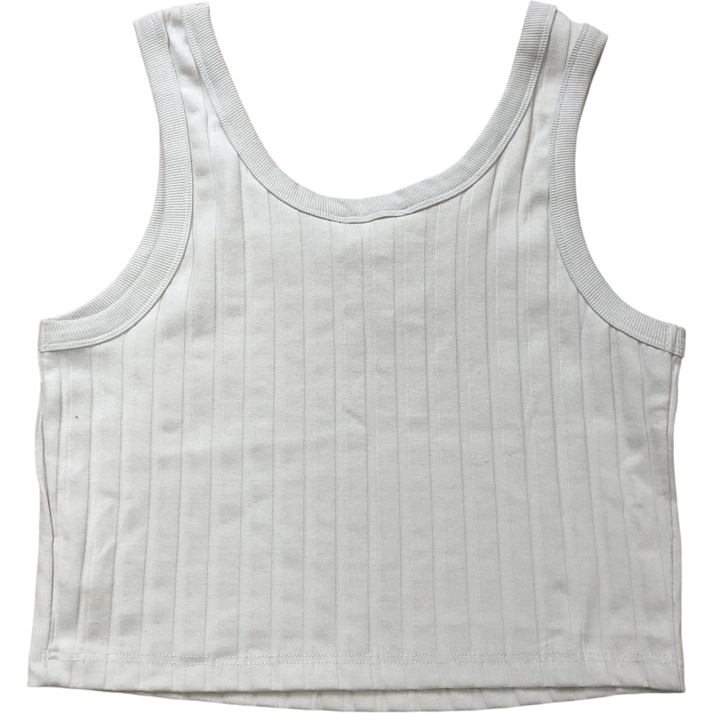 River Island Relaxed Fit Crop Top Size L Women's Light Grey Ribbed