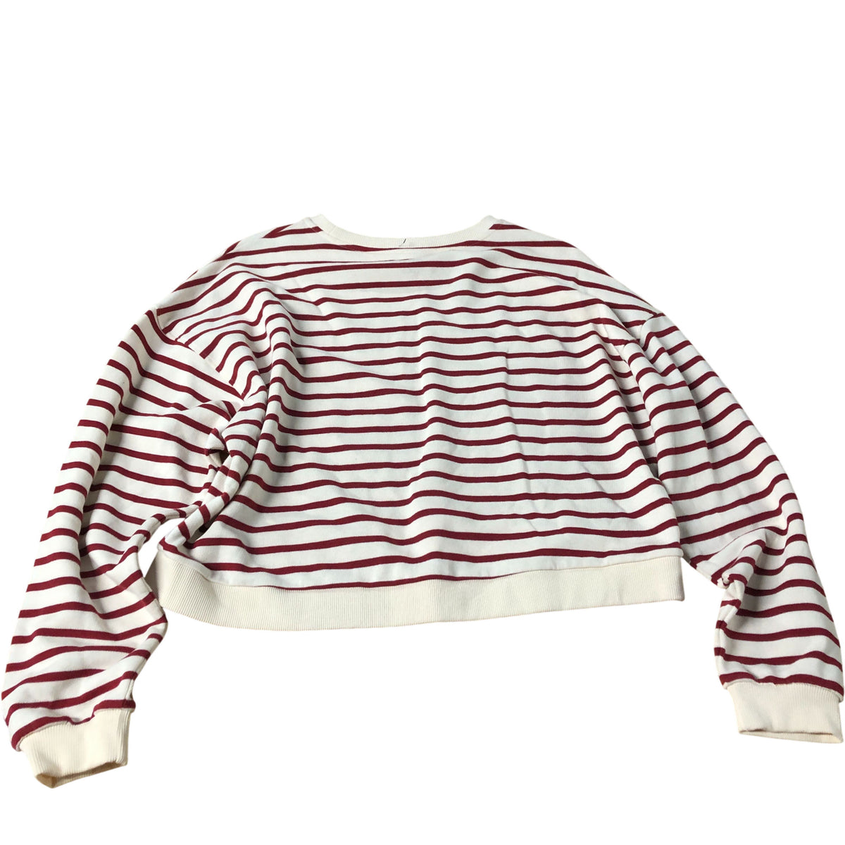 River Island Striped Cropped Sweatshirt Women's Red And Cream Casual Top Medium