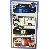 TEMI 4 Pack Emergency Vehicles Set Fun Police Fire Ambulance Toys Ages 3+