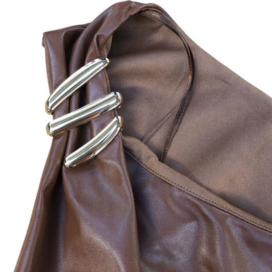 River Island Brown One Shoulder Top Women's UK Size 12