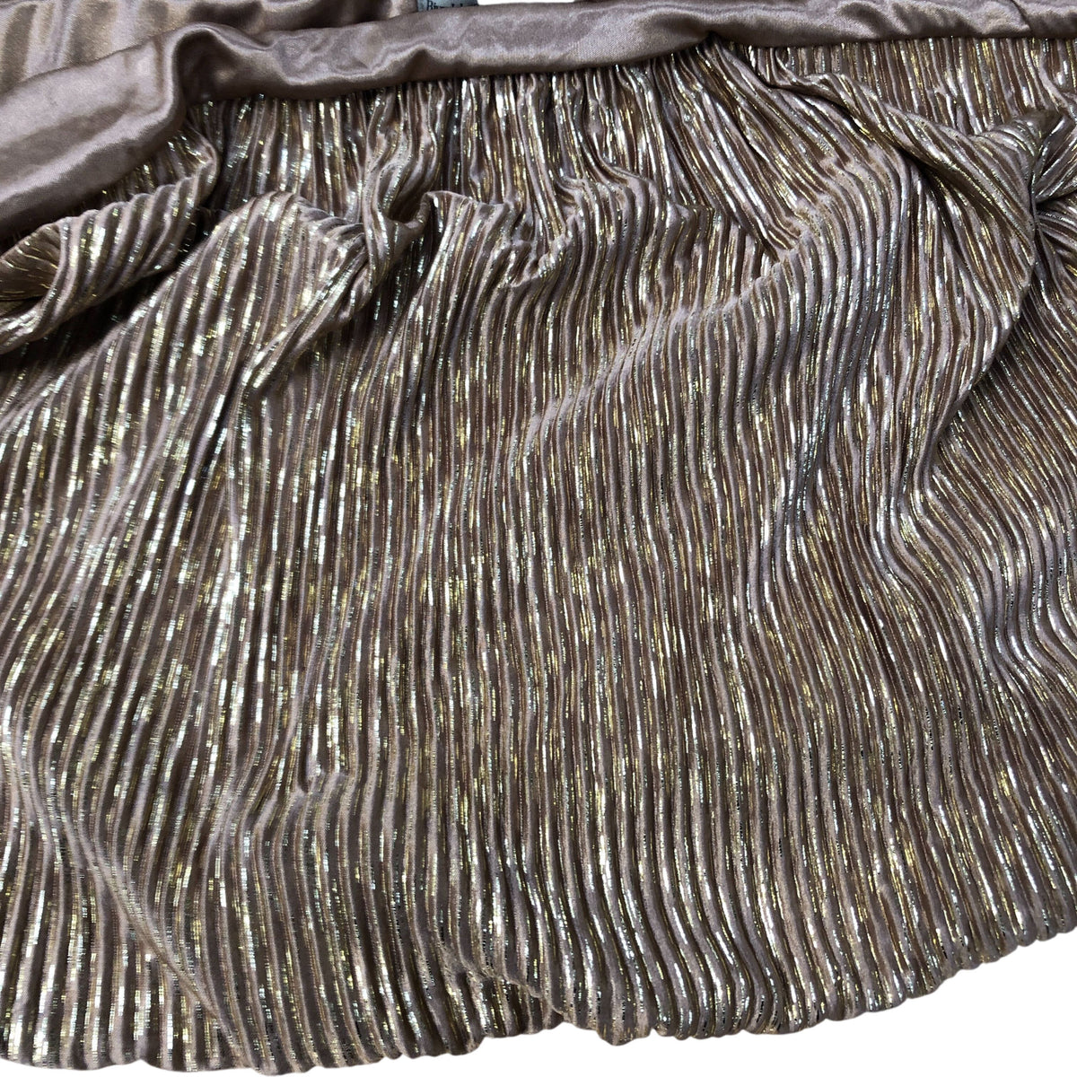 Pleated Skirt UK16 Women's Shiny Metallic Bronze Polyester