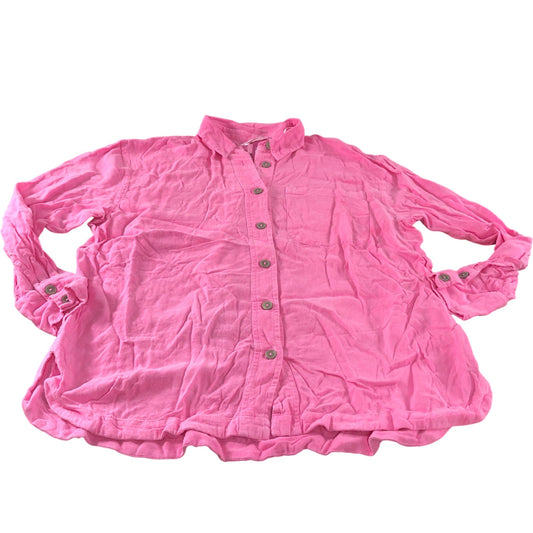 River Island Pink Button Up Shirt Medium Womens Long Sleeve Casual Top