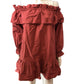 River Island Off The Shoulder Ruffle Dress UK12 Women's Cotton A-Line Rust Red