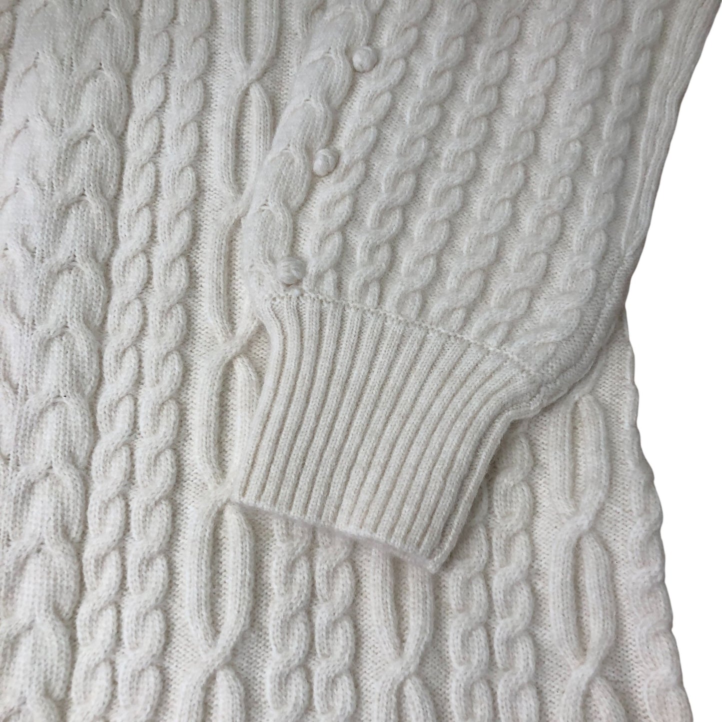 Women's Wool Blend Cream Cable Knit Sweater Dress Size L