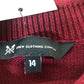 Crew Clothing Company Striped Sweater Size 14 Women's Burgundy Cotton Knit
