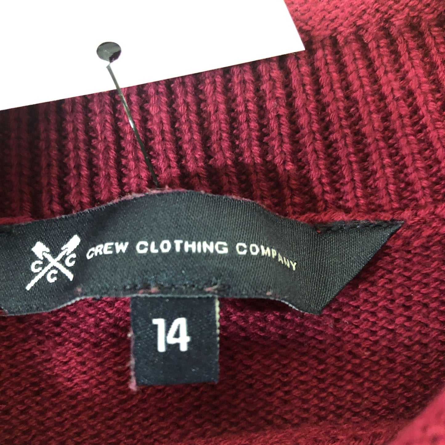 Crew Clothing Company Striped Sweater Size 14 Women's Burgundy Cotton Knit