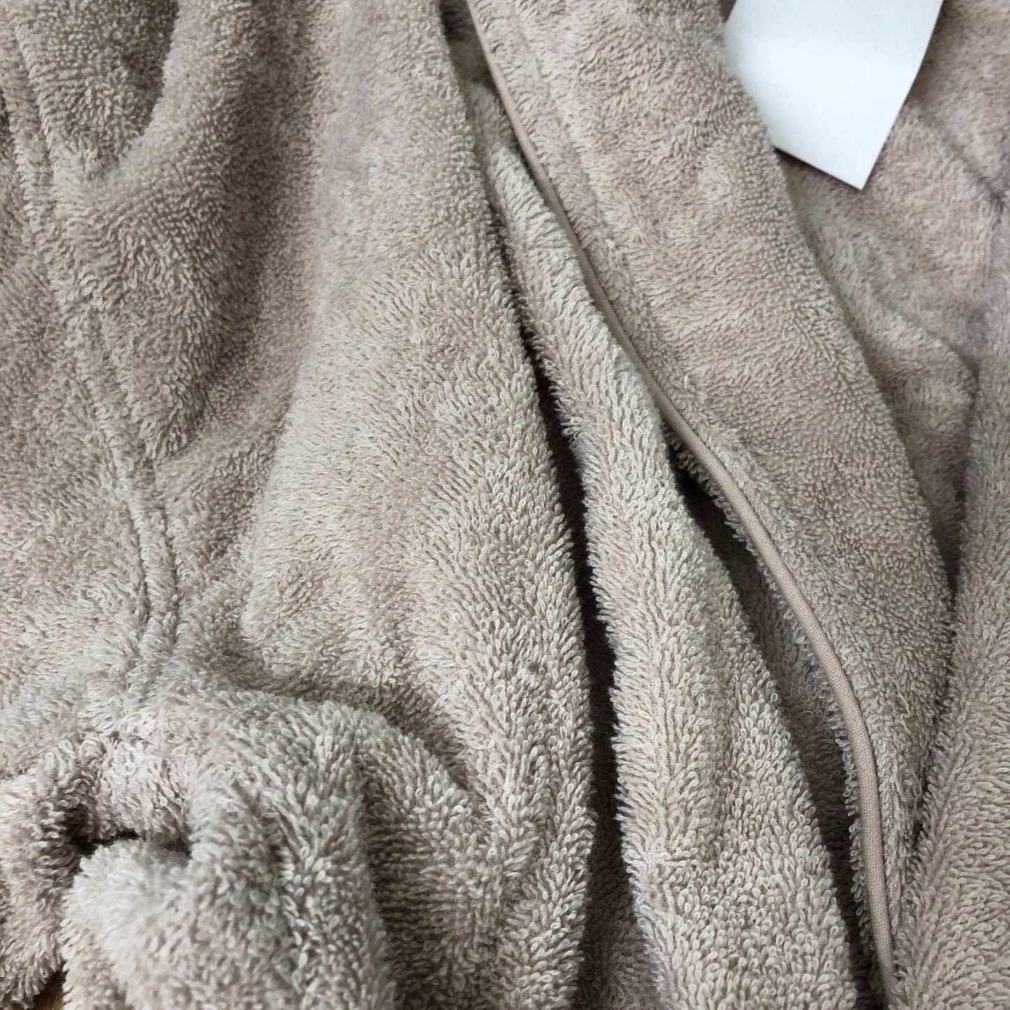 Beige Organic Cotton Bathrobe Soft Fleece Size S