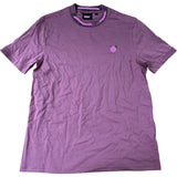 Logo Ribbed T-Shirt Medium Men's Purple Cotton Short Sleeve