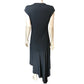 All Saints Dress UK10 Women's Black Cap Sleeve Asymmetrical Hem Midi