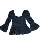 River Island Smocked Top Size 8 Women's Black Flare Sleeve Casual Blouse
