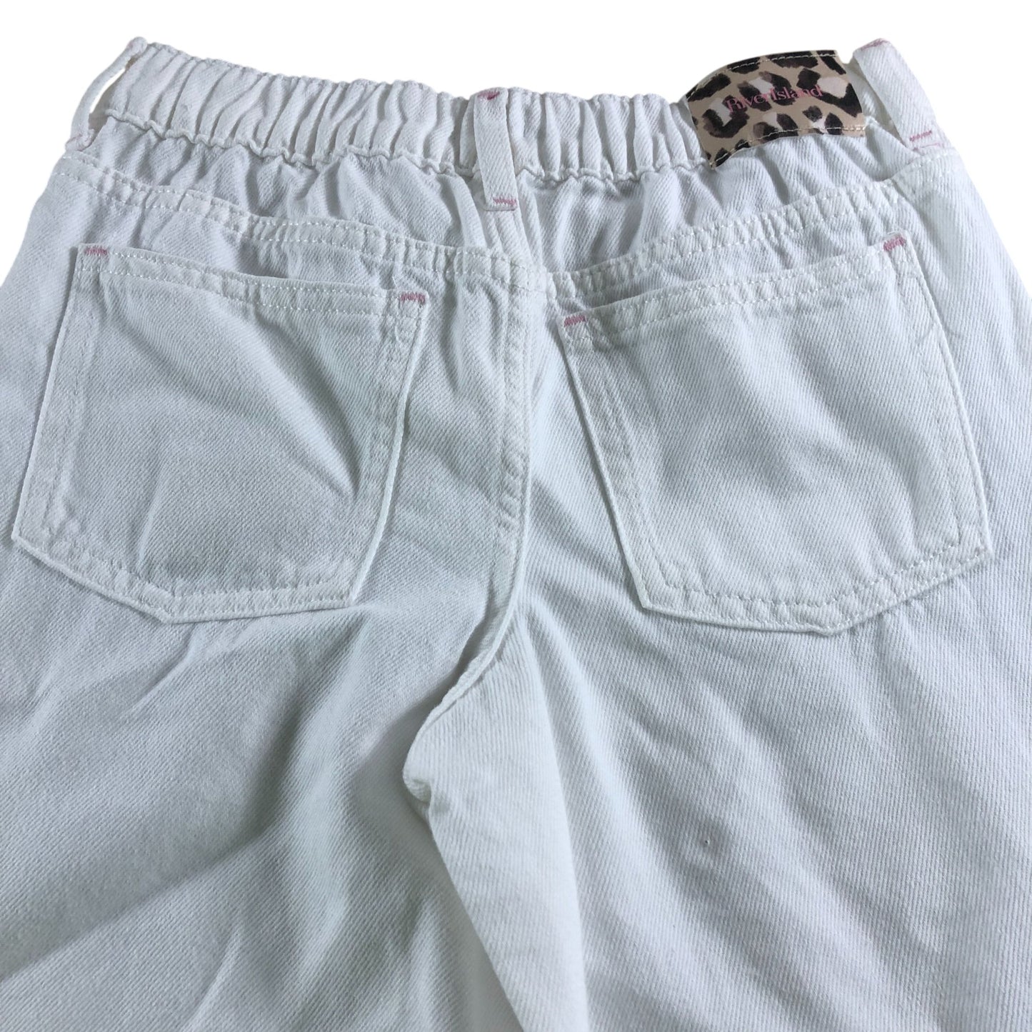 River Island White Wide Leg Kids Jeans Age 9 Years With Friendship Bracelet