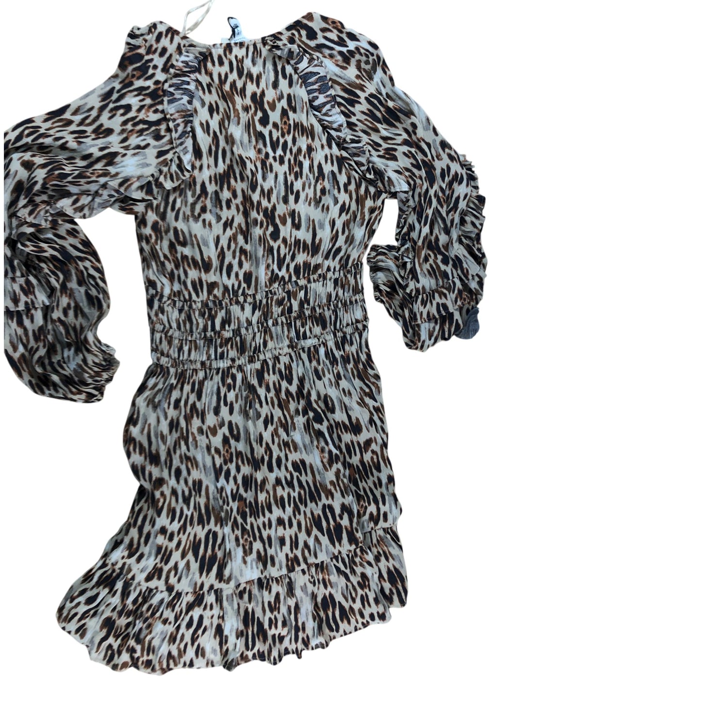 River Island Casual Dress UK8 Women's Animal Print Beige Light Long Sleeve