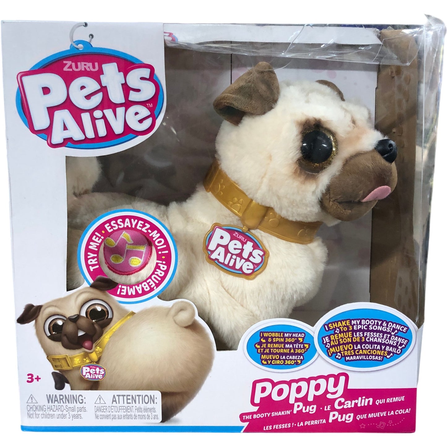 ZURU Pets Alive Poppy The Booty Shakin Pug Kids Toy Interactive Plush Animal