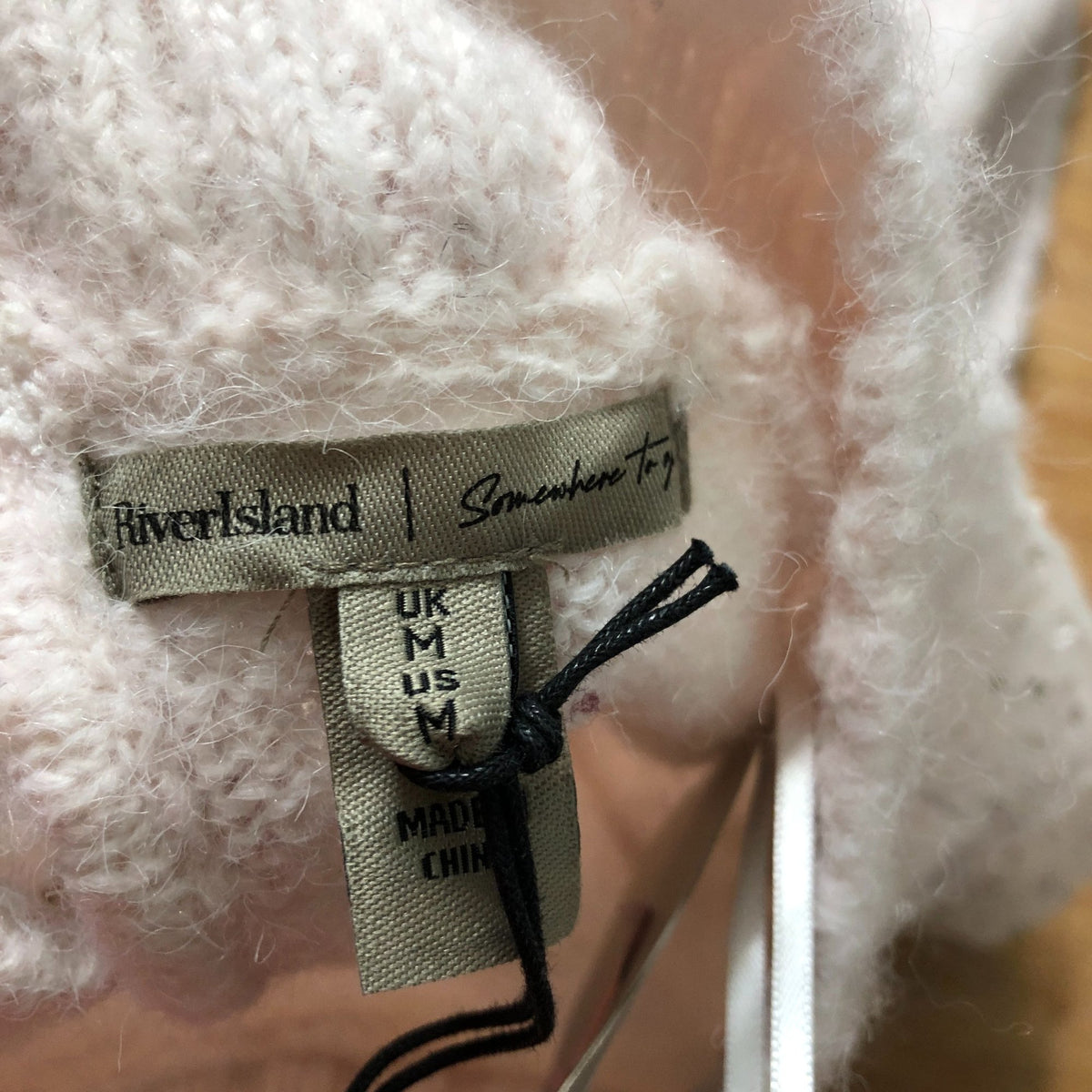 River Island Women's Pink Glitter Tulle Covered Sweater Size M