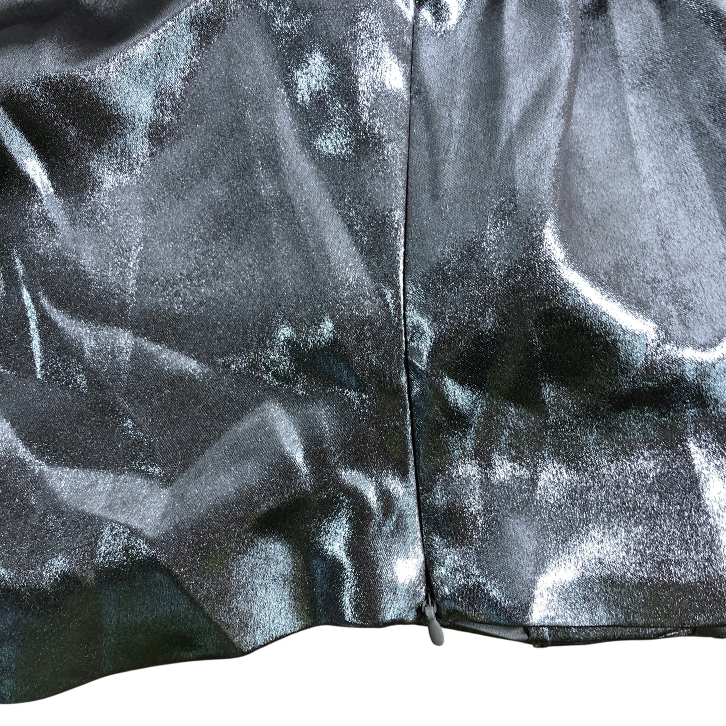 Branded Silver Puff Sleeve Crop Top Size UK16 Women's Shiny Polyester