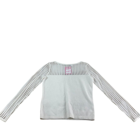 Branded Women's Cream Long Sleeve Sweater Striped Knit Design Cashmere UK 6