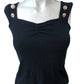 River Island Studios Black Ribbed Tank Top XS Women's Button Detail Sleeveless
