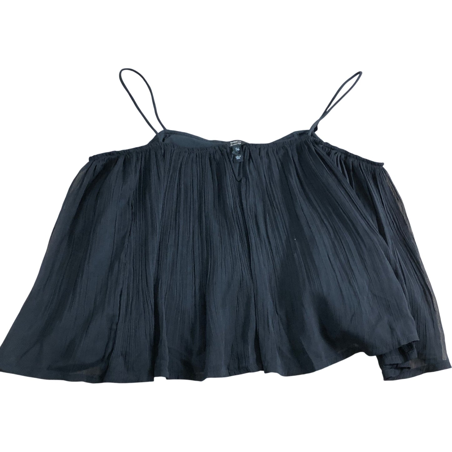 River Island Black Pleated Top UK16 Women's Lightweight Spaghetti Strap Sleeves