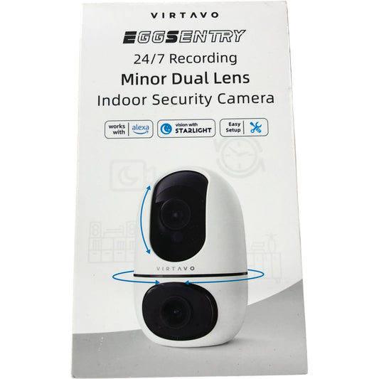 VIRTAVO EggSentry 24/7 Recording Minor Dual Lens Indoor Security Camera