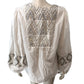 White Embroidered Blouse Women's Size 16 Lightweight Long Sleeve Top