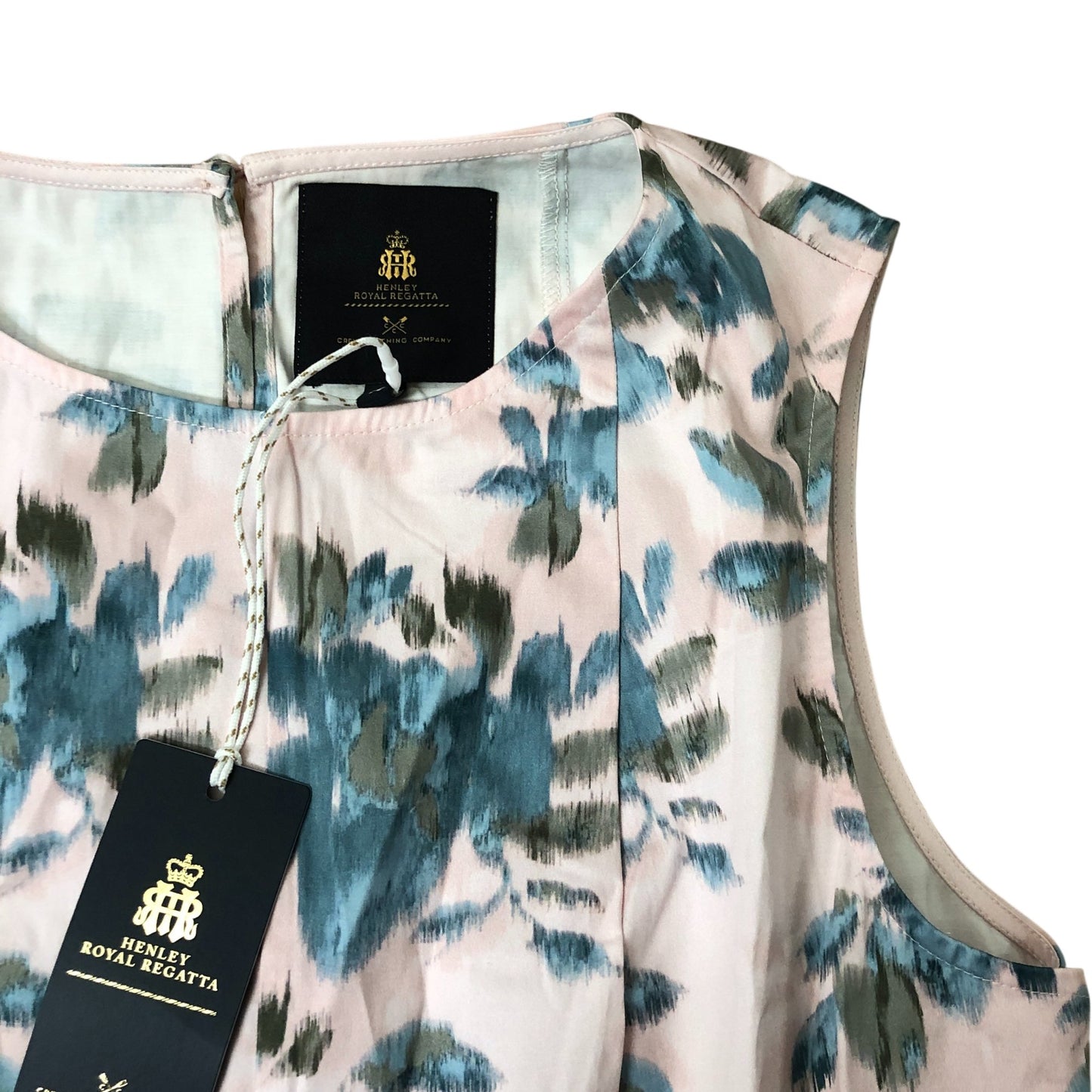 Crew Clothing Henley Royal Regatta Floral Dress Size 16 Sleeveless Pink Blue