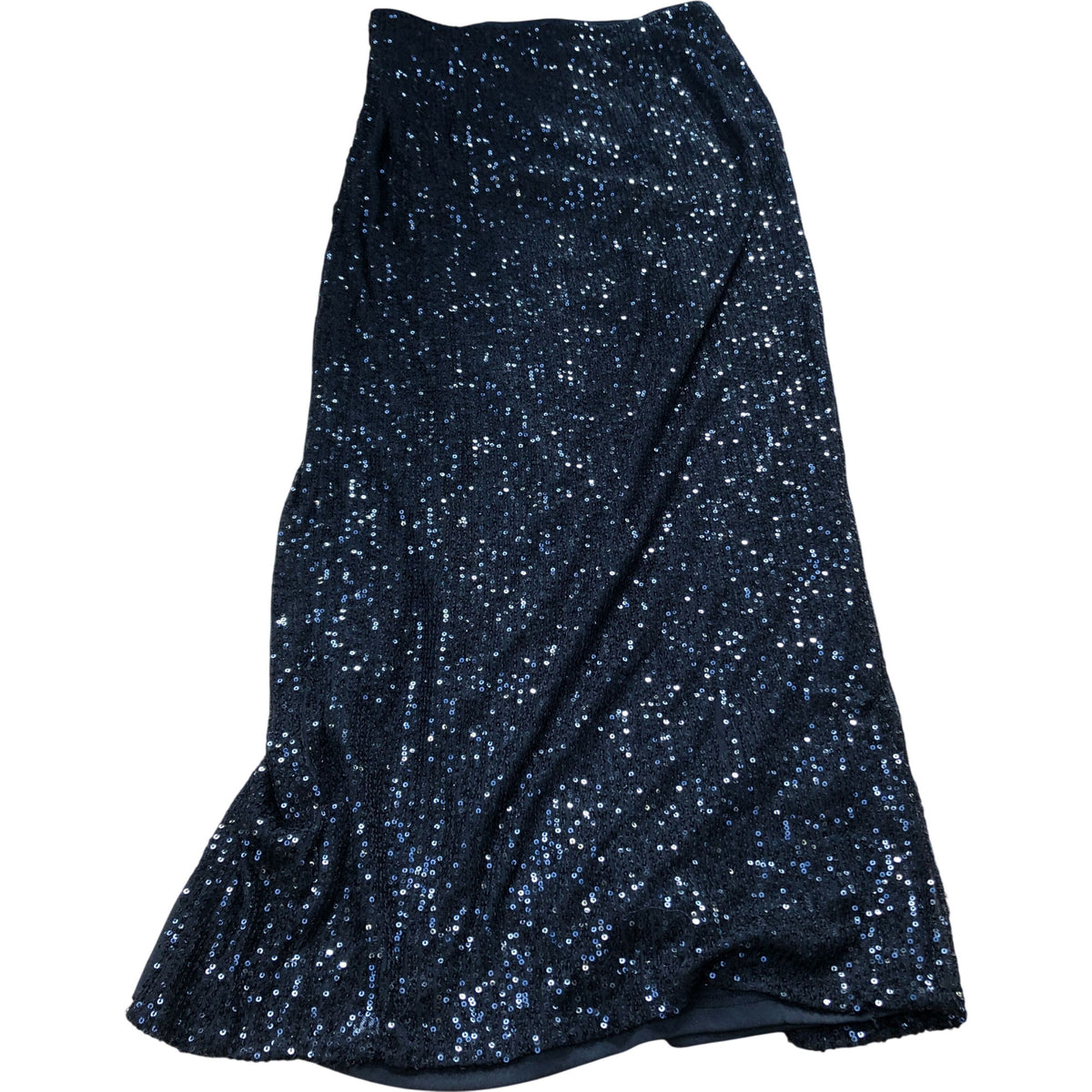 Lipsy Sequin Maxi Skirt UK8 Women's Black Evening Dress High Slit