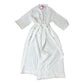 White Short Sleeved Waffle Robe Lightweight Organic Cotton Size S