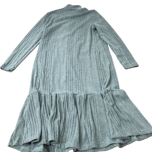 Girls Long Sleeve Button Detail Dress Light Green Ribbed Ruffle Hem 12 Years
