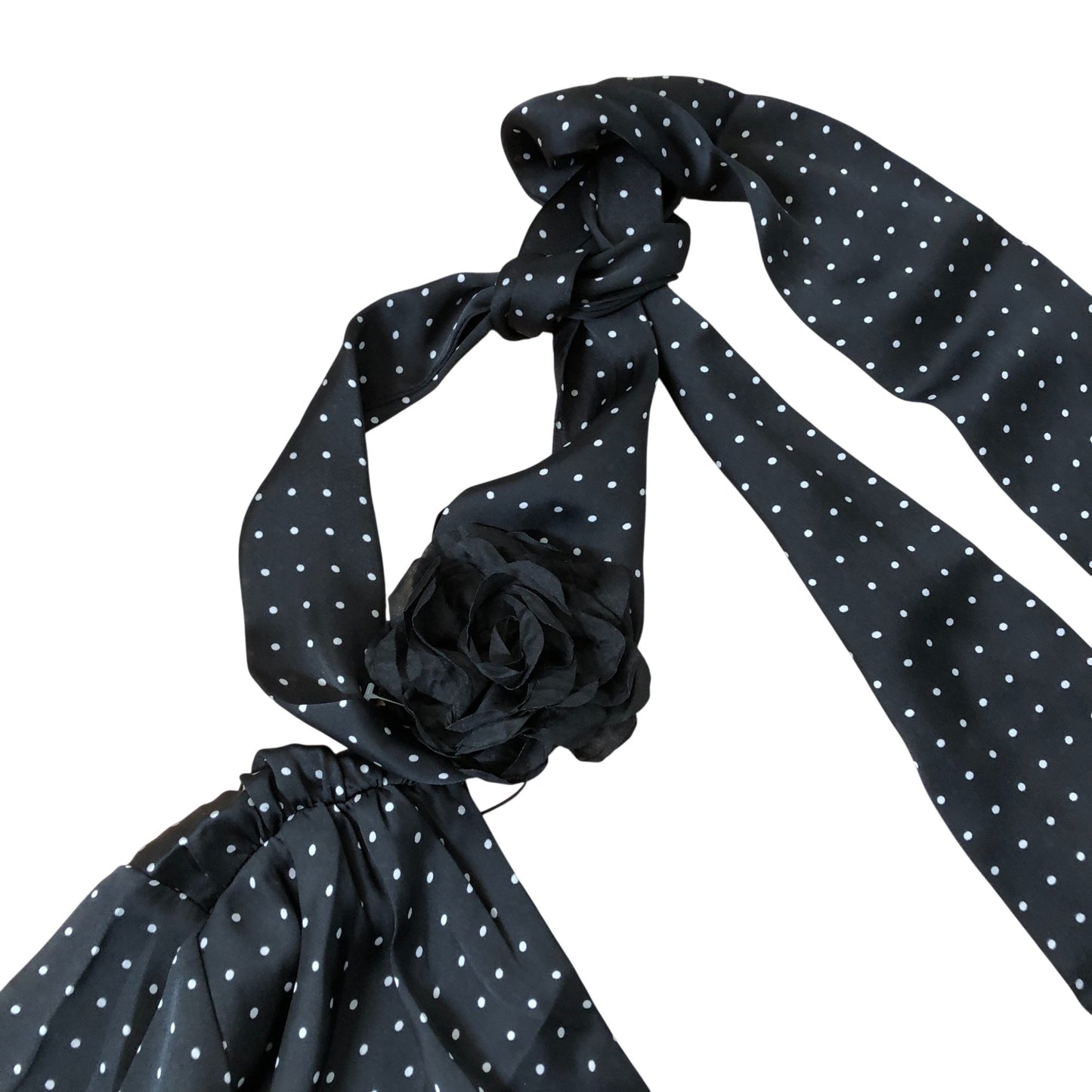 Branded Black Polka Dot One Shoulder Blouse With Long Sleeve Tie Top UK Size12