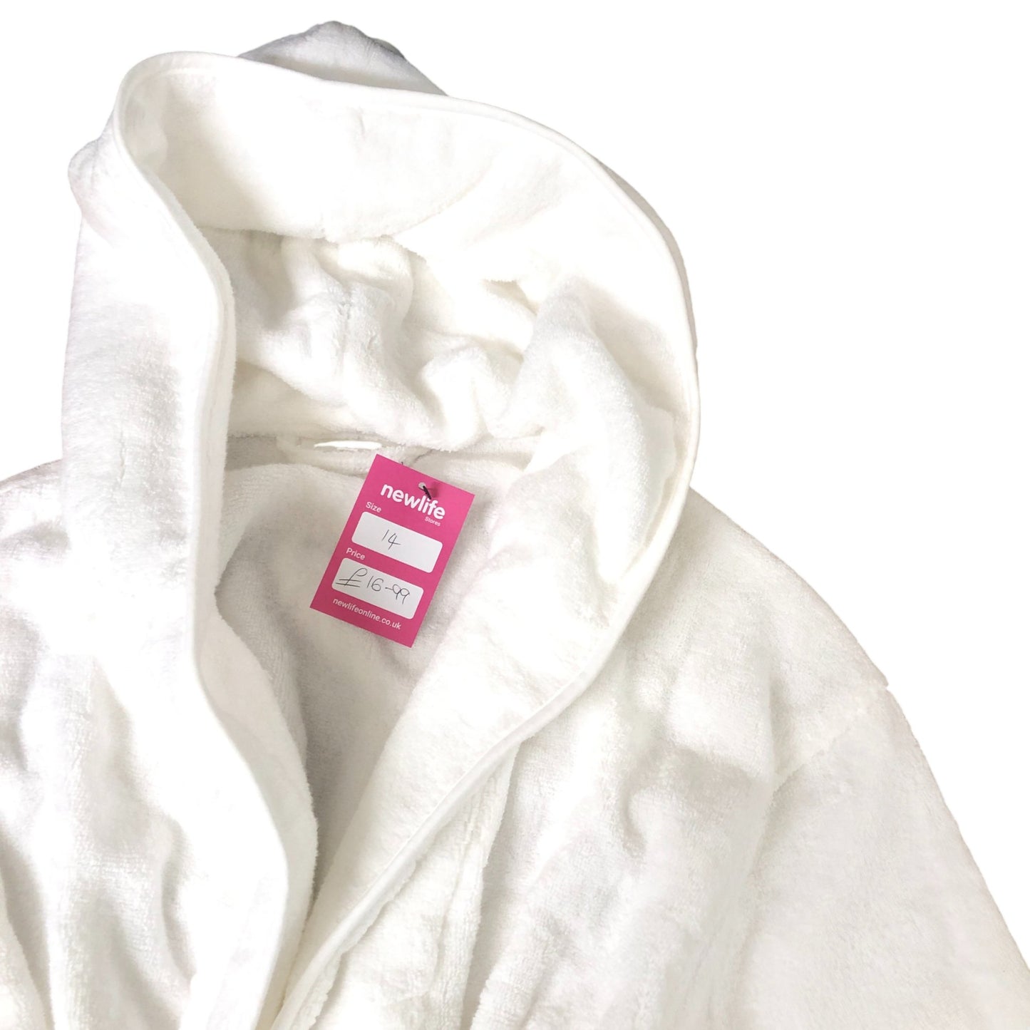 The White Company Women's Night Robe White Soft Cotton Hooded Long Sleeve L