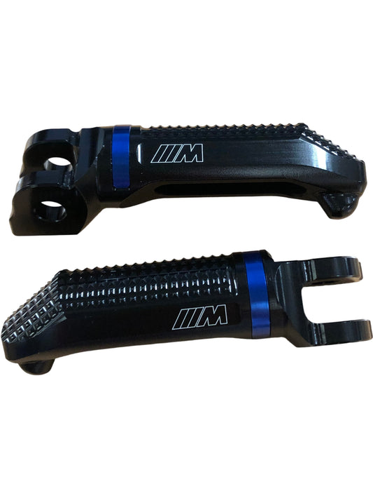 BMW Motorcycle Foot Pegs Set 77 25 8 405 001 Black Blue Grip Accessories
